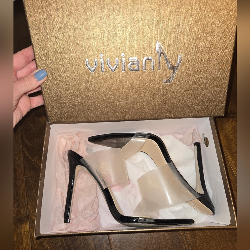 Viviany Black Transparent Women's Heels Sizr 6.5
